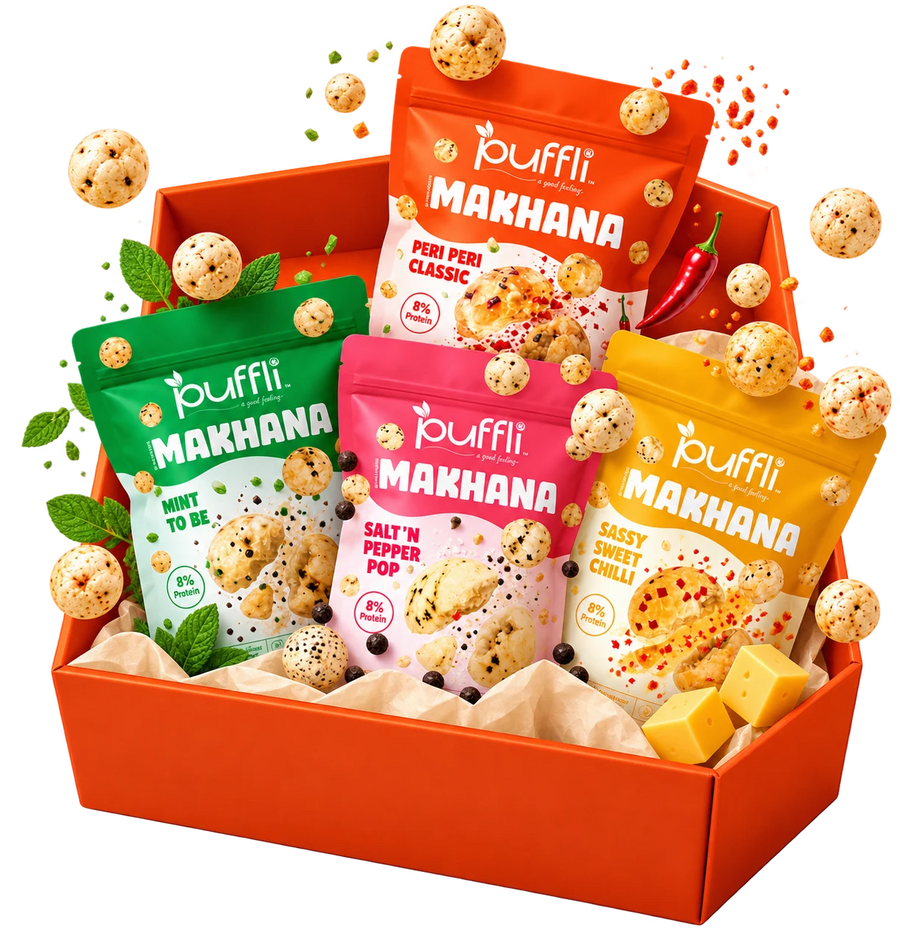 Munch Ka Punch festive box with four Puffli makhana flavours