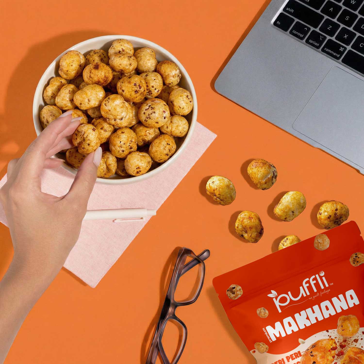 spicy roasted makhana puffli peri peri
